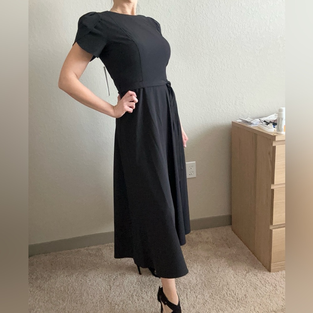 Calvin Klein Tulip Short Sleeve A-Line Midi  Dress Black dress Business casual - Picture 12 of 14